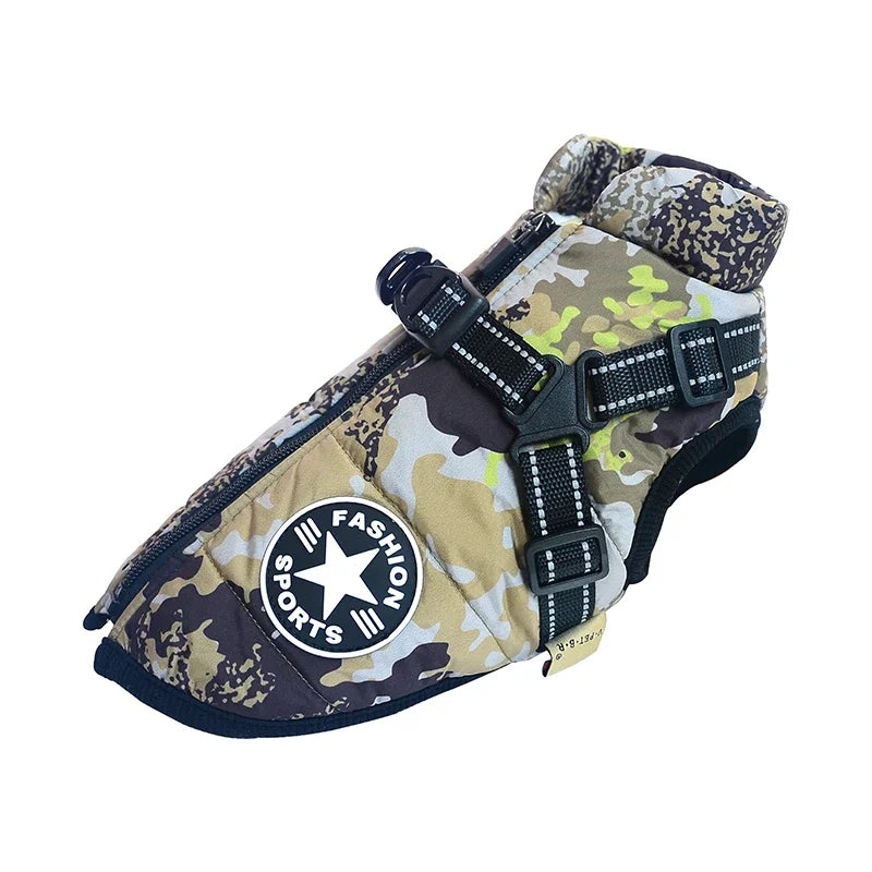 Pupper's Posh Winter Poncho: Because Even Big Dogs Need to Stay Stylishly Snug and Dry While Chasing Snowflakes!